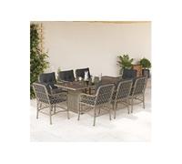 vidaXL Ensemble à Manger de Jardin avec Coussins 9 pcs, Table et Chaise de Terrasse, Meubles de Patio, Mobilier d'Extérieur,