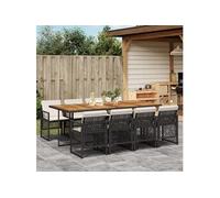 Vidaxl Ensemble À Manger De Jardin 9pcs Coussins Noir Résine Tressée