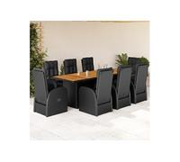 Vidaxl Ensemble À Manger De Jardin 9pcs Coussins Noir Résine Tressée