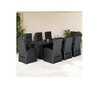 Ensemble à manger de jardin coussins 7 pcs noir résine tressée vidaXL