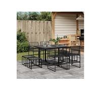 Vidaxl Ensemble À Manger De Jardin 9 Pcs Noir Résine Tressée