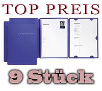 9 Dossiers De Candidature PAGNA Select / 3 Pièces Avec Rail De Serrage En BLEU