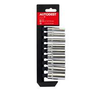 9 Douilles Longues 6 Pans 6 -14 Mm Carré 1/4'' Autobest