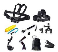 9 en 1 accessoires Kit poitrine + sangle de tête + poignée flottante + guidon tige de selle + monopode + ventouse pour GoPro SJCAM Action Sport caméras