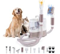 9 en 1 Aspirateur à Poils 17kPa pour Animaux COSTWAY Bac à Poussière 1 3L 3 Modes d’Aspiration Air Chaud 40-65℃ Kit de Tondeuse