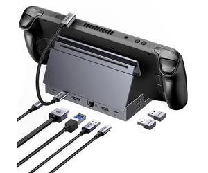 9 en 1 Docking Station USB C DP 4K 120Hz Compatible avec Steam Deck OLED LCD ROG Ally X Legion Go MSI Claw Dock USB C Adaptateur Ethernet Gigabit Data Ports 10Gbps PD 100W Lecteur Carte SD TF