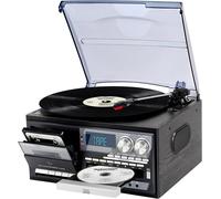 9 En 1 Platine Vinyle Avec 3 Vitesses Vinyle Bluetooth,Radio Am/Fm,Cd/Cassette,Usb/Sd/Mmc Et Télécommande