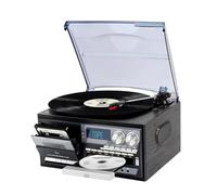 9 en 1 Platine Vinyle avec 3 Vitesses Vinyle Bluetooth, Radio AM/FM, CD/Cassette, USB/SD/MMC et Télécommande