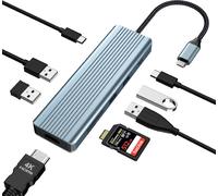 9 En 1 Usb C Adaptateur, Hub Usb C, Usb C Vers Hdmi Dual Monitor Usb C Avec 4K Hdmi Pour Macbook Pro/Air, Dell, Surface Pro, Hp, 100 W De Charge Pd, Usb 3.0/2.0, Lecteur De Carte Sd/Tf[Z1481]