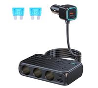 9 en 1 USB C Chargeur Allume Cigare USB Type C Chargeur de Voiture, 171W avec 3 Prise 12V/24V Allume Cigare USB C, avec 4 Ports USB + Double PD avec affichage de Tension LED à Interrupteur Indépendant