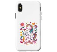 9 est Mon 9e Anniversaire Unicorn Rainbow Magic Coque pour iPhone X/XS