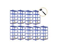 9 Etagères Acier 90 x 4 x 180cm Bleu Résistant 100% Sans Boulons 280 KG/Planche Noir G
