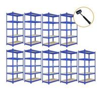 9 Etagères Acier 90 x 4 x 180cm Bleu Résistant 100% Sans Boulons 280 KG/Planche Noir G