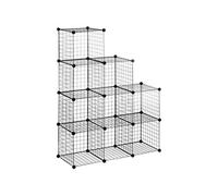 HomCom Étagère modulable cube 9 compartiments en treillis métallique noir