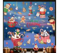 9 Feuilles Autocollant pour Fenêtre de Noël Décoration Stickers Noel Deco