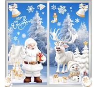 9 feuilles d'autocollants de fenêtre de Noël auto-adhésifs, décoration de fenêtre de Noël blanche réutilisable, décoration de fenêtre de flocons de neige en PVC, autocollant de fenêtre fenêtre (C)