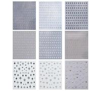 9 Feuilles D'Autocollants Étoiles Pour Nail Art, Autocollants De Décoration D'Ongles, Accessoires De Nail Art Diy, Nail Art, Autocollants À Paillettes Pour Nail Art