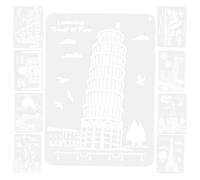 9 Feuilles Pochoir de Dessin Architecture en PET Blanc | Modèle Lavable, Finition Nette et Lisse, pour Journaling Artistique, Devoirs Ados, la Plupart des Stylos
