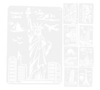 9 Feuilles Pochoir de Peinture PET Blanc, Paysages Urbains, 9 | Lavable, Texture Souple et Surface Lisse, pour Papier, Fenêtres quarelle et Loisirs Créatifs