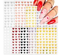 9 Feuilles Saint Valentin Autocollant Sticker Nail Ongle Auto-adhésif Coeur Argent Jaune Noir Rose Blanc Stickers Pochoir Décoration DIY Manucure Pour Fête Anniversaire Mariage