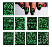 9 Feuilles Stickers Ongles Noel, Lumineux Autocollant Ongle Noel, Deco Ongle Noel, Stickers Ongle Nail Art, Nail Stickers, Décorations et Accessoires pour les Ongles