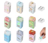 9 Gommes Rectangulaires pour Enfants, Gomme Enfant Dinosaure/Monde Océanique/Animal, 4.5CM Douce Amusant Mignon Crayon Gomme avec Taille-Crayon pour Écrire/Dessiner/Fournitures de Bureau