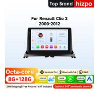 9 " Hizpo 2Din CarPlay Android Auto autoradio pour Renault Clio 2 2000 - 2012 Snapdragon 6115 GPS Navi RDS DSP 4G BT SWC 360CAM P3CP 4Core 2G 64G