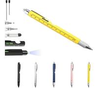 9 in 1 Multitool Pen with LED Light,Stainless Steel Survival Pen with Screwdriver Stylus Ruler Bottle Opener,EDC Multi Utility Tool Pen,Cool Gadgets Gift Birthday Unique Gift for Men (Yellow)