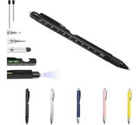 9 in 1 Multitool Pen with LED Light,Stainless Steel Survival Pen with Screwdriver Stylus Ruler Bottle Opener,EDC Multi Utility Tool Pen,Cool Gadgets Gift Birthday Unique Gift for Men (Black)