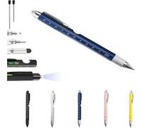 9 in 1 Multitool Pen with LED Light,Stainless Steel Survival Pen with Screwdriver Stylus Ruler Bottle Opener,EDC Multi Utility Tool Pen,Cool Gadgets Gift Birthday Unique Gift for Men (Blue)