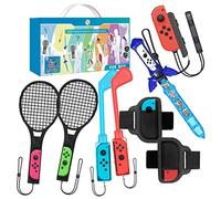 9 In 1 Switch Sport Accessories Kit Compatible for NS Switch Sport Game, Skyward Sword Hand Grip/Leg Straps/Tennis Rackets/Golf Clubs/Wristband