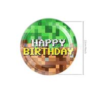 (9-inch-10pcs) My World Party Supplies Set Pixel War Children's Birthday Game Decoration Disposable Paper Plate Set