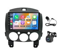 9 inch Double DIN Autoradio pour Mazda 2 2007-2013 avec Wireless Carplay Android Auto, 4+64G Android 15 Car Radio for Mazda 2 GPS Navi Dab Radio Bluetooth WiFi FM AHD caméra de recul RDS SWC