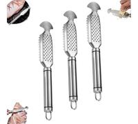 9 Inch Stainless Steel Fish Scaler with Ginger and Garlic Grating Plate, Gettoreach 2-In-1 Stainless Steel Fish Scaler Ginger Grater, for Descaling, Grating and Cleaning (3PCS)