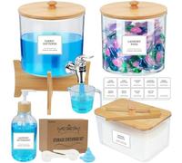 9 L Boîte à Détergent Pour Rangement Lessive, 3 L Type De Robinet Contenant Lessive Liquide Avec Rack Et Tasse à Doseur Lessive Liquide, 3 L Rangement Lessive Capsule,Rangement Feuille 2 L