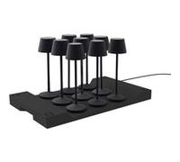 Lumisky Lot de 9 lampes de table sans fil LED blanc chaud dimmable EMILY BLACK H25cm avec plateau de chargement