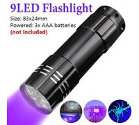 9 Led Lampe de poche UV pour déterminer la lumière noire, mini torche lumineuse, détecteur d'urine pour chien et animal de compagnie, SAF, punaises de lit et scorpions, 395nm ""Nipseyteko