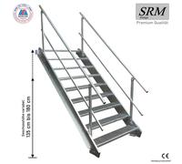 9 marches en acier des deux côtés. Rampe largeur 70cm hauteur d'étage 135-180cm