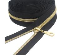 9 metres Métalliques Nylon Fermeture éclair , 30 mm large, comprenant 35 Curseurs (Doré Noir)