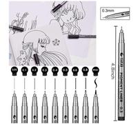 9 Micro-Stylos De PréCision Fineliner Stylos à Encre D'archives éTanches Stylo à Pointe Fine Pour L'art Aquarelle Croquis Anime Manga Documents De Bureau Fournitures De Dessin Artistique