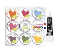 9 mini colorants alimentaires naturels en poudre + Stylo glaçage noir