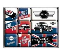 Nostalgic-Art, Set d'aimants rétro, Mini - Union Jack - Cadeau pour Les Fans de Voitures, Décoration pour Le frigo, Design Vintage, 9 pièces