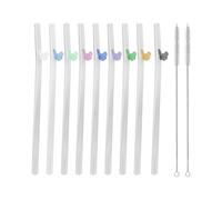 9 Morceaux De Pailles De Papillon, 2 Tons Partiels, Pailles En Verre Incurvées, Pailles Réutilisables, Pailles Créatives Et Exquises, Pailles Transparentes