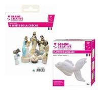 9 moules en latex Santons - Crèche de Noël + Plâtre 1 kg Multicolore G