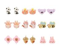9 Paires de Boucles d'Oreilles en Forme d’Animaux Mignons - Accessoires de Bijoux de Princesse pour Enfants