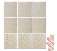 9 Patchs D'Art D'Ongle D'Or, Éléments De Mosaïque En Métal 3D, Ornement De Forme De Fleur De Cerisier, Conception D'Art De Papillon, Accessoires De Décoration Du Bout Des Doigts.