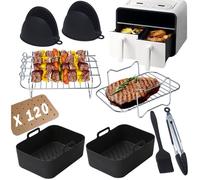 9 PCS Accessoires Air Fryer pour Ninja Dual AF400EU AF300EU Tower T17088 7.6-9.5L Grille Compatible Four Micro-ondes Noir
