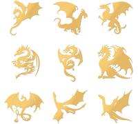 9 Pcs Autocollant Dragon Autocollant Métal Autocollant Golden Autocollant Tour D'énergie Autocollant Pour Diy Scrapbook Resin Crafts Phone Decorations Cool Sticker - 9styles