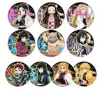 9 Pcs Ghost Slayers Tinplate Badge Anime Figurine Badges 58mm Ghost Killing Sac Pins Cosplay Accessoires De Costume