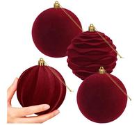 9 PCS Grandes Boules de Noël en Velvet Ornaments Ensemble de Suspension à l'épreuve pour Les décorations de fête de l'arbre Label